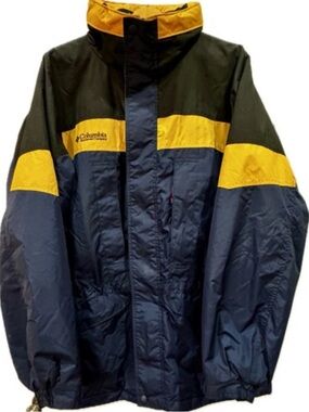 Vintage Columbia Jacket Men Blue Zip Up Anorak Coat 90s Fire Ridge Hooded